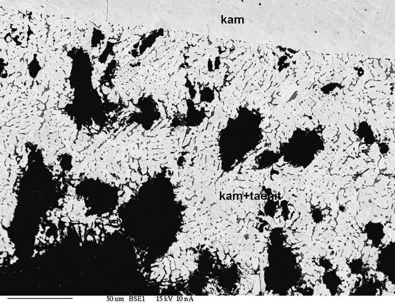 Przypowierchniowa warstwa meteorytu elaznego Morasko (fusion crust)