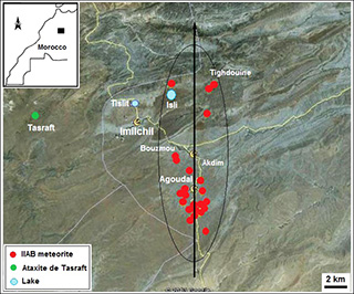 Meteorite Agoudal (Imilchil), Morocco - strewnfield