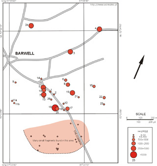 Meteorite Barwell - strewnfield