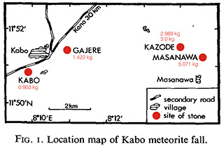 Meteorite Kabo - strewnfield