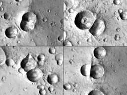 craters on Mars, strewn field