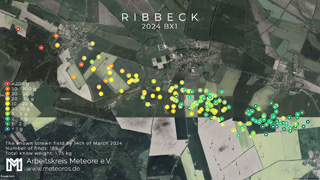 Meteorite Ribbeck, Germany - strewnfield (Map created by Andreas Mller (Arbeitskreis Meteore e.V.))