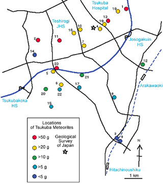 Meteorite Tsukuba - strewnfield