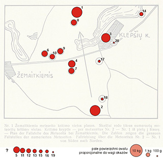 Meteorite Zemaitkiemis - strewnfield (Kaveckis 1935)